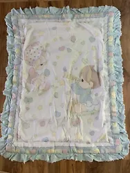 Vintage Precious Moments Toddler Baby Quilt 45x35. A couple small marks and loose threading as seen in photos.