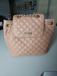 NEW QUESS TAN QUITED BACKPACK. Take what you need in this faux-leather backpack featuring a quilted fabrication....