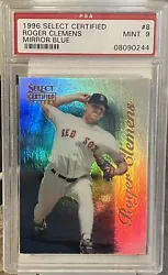 ROGER CLEMENS 1996 Select Certified Mirror Blue PSA 9 MINT #8 **POP 8**. Mirror Blue print run was /45!Only 3 graded...
