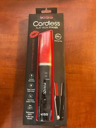 KISS Cordless Flat Iron Rouge Hair Straightener Travel Size 3/4