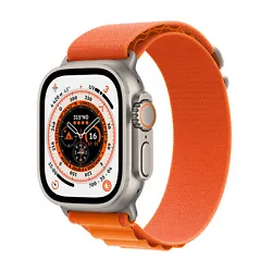 Watch Ultra + Cellular, boîtier Titane 49mm avec Boucle Alpine Orange - Taille L Boussole intégrée à...