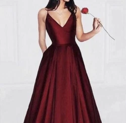 marroon prom dress. Condition is 
