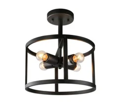 LNC Ceiling Light Fixtures Semi Flush Mount Rustic Drum Farmhouse Bronze.