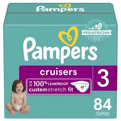 Pampers Cruisers diapers with our Custom Stretch Fit system are designed for active babies of all shapes and sizes....