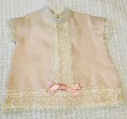 Gorgeous Baby in the Carriage By Bo Peep Ivory Pink DressDOUBLE Layer Dress top layer sheer chiffon panel base layer...
