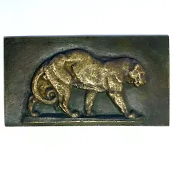 Jolie Plaque en bronze Art Déco décor De Panthère En Bas Relief. Belle qualité Anonyme 13,5 x 7,5 CmBon état cf...