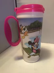 Disney Parks Mickey Mouse Travel Coffee Beverage Cups Mug Pink Lid.