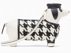 Kate Spade Claude Dachshund Crossbody. Lining: Two Way Spade Jacquard Lining. White Leather / Black & White Fabric...