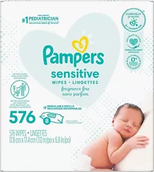 Pampers Sensitive wipes are clinically proven for sensitive skin. For healthy skin, use together with Pampers Swaddlers...