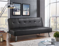 Convertible Faux Leather Futon Sofa Bed. Functional and aesthetic furniture for limited space. With the solid...