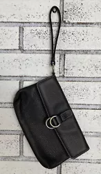 Saks Fifth Avenue Black Leather Wristlet Clutch. Very good condition looks new