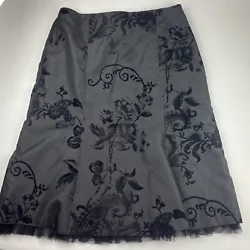 Harold’s 10 Skirt Modest Midi Formal Black Floral Velvet Acetate Tulle. MEASUREMENTS: (Measurements are in inches,...