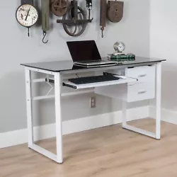 Stylish and highly functional, this computer desk has it all. The tempered glass top gives you a large, smooth surface...