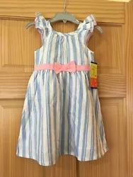 NWT Penelope Mack Stripe Dress Girls. 100% cotton. Skirt lining 80% polyster 20% cotton.