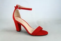 Open toe, single band at vamp. Ankle strap with adjustable buckle. Heel height: 3.15 