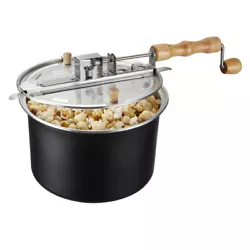 Aluminum Popcorn Original Spinner Stovetop 6.5 Quart Black Popcorn Popper.
