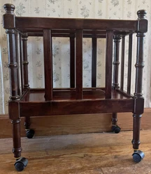 Wooden magazine rack is old-fashioned styled. It weighs about 6 pounds (8 pounds for shipping), is 19-7/8 inches high...