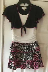 Girls Pretty Iz Byer Black White & Pink Animal Print Dress Size 6X. Condition is Pre-owned. Shipped with USPS First...