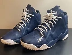 Reebok Kamikaze Mid Rp Mens Navy Blue Basketball Sneakers - Size 10. This are used shoes.The bottom sole isn’t...