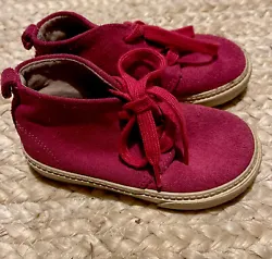 Gap/ Baby Gap size 8c Girls pink Lace-up desert Bootie boots/shoes suede.