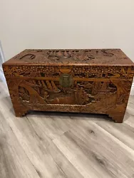 Hand carved wood trunk In great condition(see pictures) Was my great aunts who lived in Japan in the 1950’s. I assume...