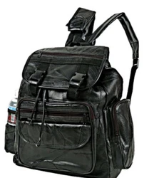 Embassy USA Buttery Soft Leather Black Backpack Zippers Pockets.