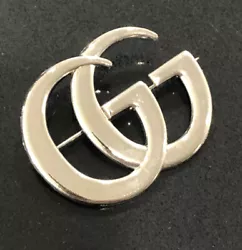 2” large Gucci GG Pin Brooch Silver tone. Please compare size to US quarter. Item will ship USPS first class mail w...