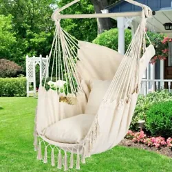 Relax with this soft and extra-comfortable hammock swing chair. - This hammock chair is made of high-quality cotton...