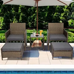 Hand woven PE rattan all weather PE wicker for UV protected and no fading. The set includes 2 x single chairs, 2 x...