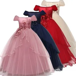 Girls Formal Dress. Size 6-14 Year old Kids. 130(6T) 140(7-8T) 150(9-10T) 160(11-12T) 170(13-14T).