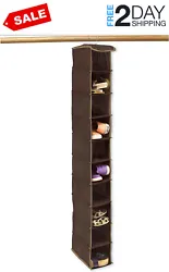 2 Hooks hanging system works in closet rod or wired closet rack. Hangs on standard closet rod, wired closet rack.
