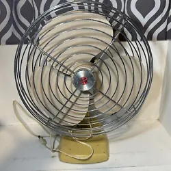 Vintage Hoover Mid Century Desk Fan Model 6710-12 Works! No Oscillation Feature.