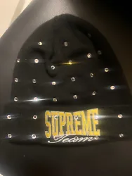 SUPREME x New Era Rhinestone Beanie BLACK YELLOW Winter Hat Cap! F/W 2021.