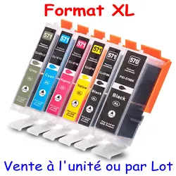 Format XL :Haute Capacité. • SériePGI-570 / CLI-571 XL : 24 et 12 ml /c artouche. • SériePGI-550 / CLI-551 XL :...