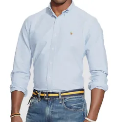 Shirttail hem. Split back yoke with a box pleat ensures a comfortable fit and a greater range of motion. Ralph Laurens...