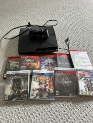 Sony PlayStation 3 Slim 120GB Console - Black- 9 games & 1 controller & charger.