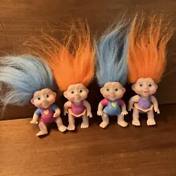 1991 Applause Magic Troll Babies 3” Vintage Lot of 4! 2 Girls- 2 Boys! EUC. No stains- all limbs are moveable. SMOKE...