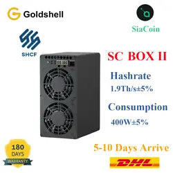 Goldshell SC BOX II (SiaCoin) Miner! Goldshell SC BOX II Miner ASIC. Default Hashrate：1.9Th/s±5%...