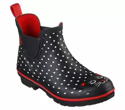 This waterproof slip-on. BOBS from Skechers™ logo detail. rain boot features an ankle height rubber upper with a bold...