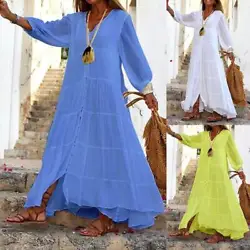 Style:Smock Dress, A-Line, Maxi Long, Swing. Dress Length:Long, Maxi, Full length, Ankle length. Fabric Type:Cotton...