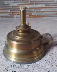 Vintage Antique Brass & Tin Oil Kerosene Finger Lamp in very good overall condition with no splits or repairs. It shows...