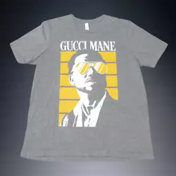 Gucci Mane Rapper Hip-Hop Profile T-Shirt. Canvas Tee. Cotton and Polyester. Approx 21