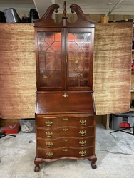 JASPER CABINET Mahogany CHIPPENDALE Drop Front SECRETARY DESK Serpentine Drawers.