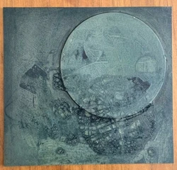Accretions of material and impasto across the surface.
