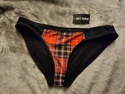 NEW Hot Topic Midnight Hour Black And Red Plaid Bikini Bottom Size Small.  Bikini bottoms are brand new with tags still...