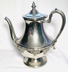 Beautiful Sheffield Grapevine Repousse Silver On Copper 10” Coffee Pot. There are a few light scratches but otherwise...