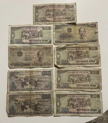 Lot de Billets Vietnam 1000 / 2000 Dong. 3 billets de 2000 Dong6 billets de 1000 Dong.Pas de vente à l’unité.Envoi...