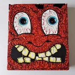 Original VHS Tape Head #7  in series sold by Artist lowbrow outsider art by Adam John Mulcahy. Acrylic paint on VHS...
