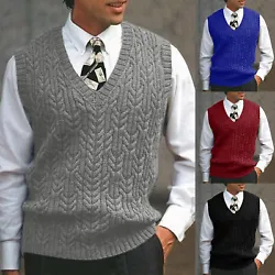 Male Autumn Winter Casual Solid Knit Sweater Vest Sleeveless V Neck Sweater Vest. Sleeveless knit sweater vest are a...