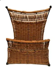 Vintage Magazine Rack Holder Tiki Wicker Bamboo Beaded. Very cool with a mid century look, boho fun. Weighs 3.10 lbs....